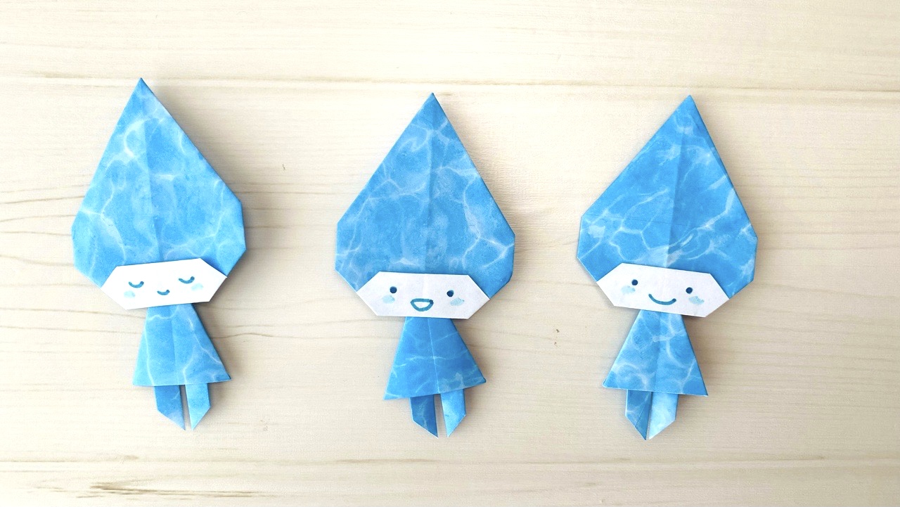 雨粒ちゃん の折り図を公開しました 創作折り紙 カミキィ